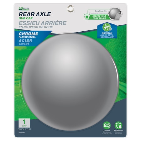 Hd Driven Hub Cap Metal Rear Axle Push On 8.5in 076-00382